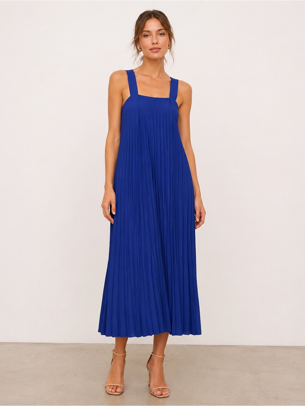 Kate Spade Saturday "Neat Pleat" Midi/Maxi Dress in a vibrant royal blue. Small
